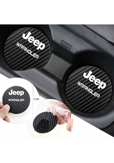 Jeep Wrangler Karbon 7 Cm Bardak Altlığı Jeep Wrangler Amblemli Dayanıklı Ve Şık 2 Adet 2 Adet
