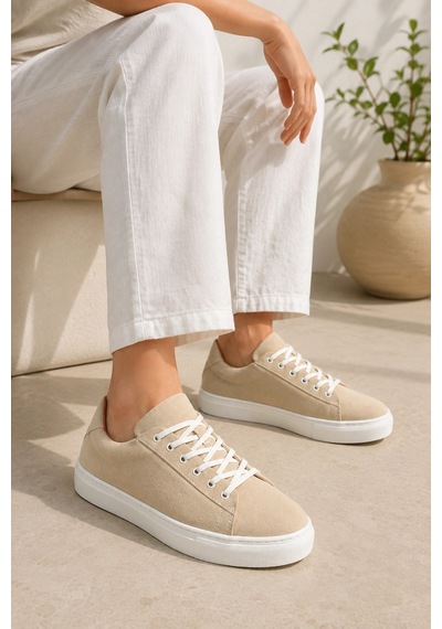 Mevese Austin Bağcıklı Cilt Erkek Günlük Sneaker Ayakkabı - Bej
