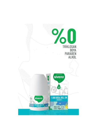 Siveno %100 Doğal Roll-on Sportif Sporcu Deodorant Ter Kokusu Önleyici Bitkisel Lekesiz 50 Ml X2 Adet