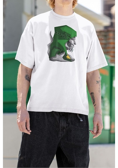 Doctor Doomsday Karakter Baskılı Unisex Oversize Marvel Tişört Beyaz