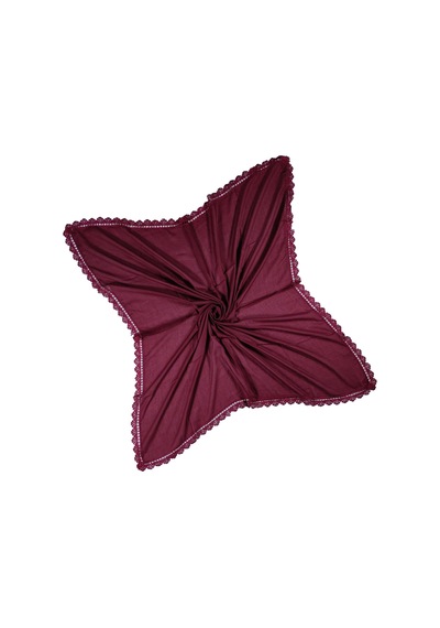 Mim Eşarp Enba Pamuklu İğne Oyalı Namaz Ve Mevlüt Örtüsü 110x110 Cm Bordo