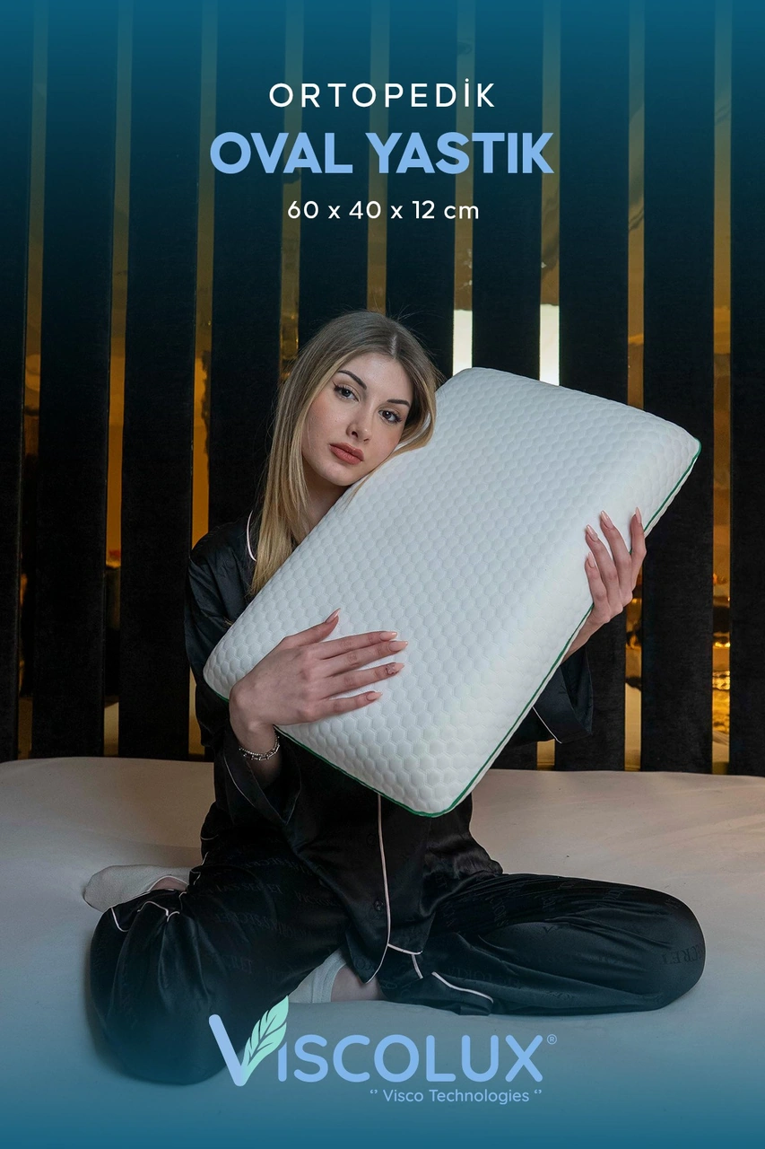 Oval Sabun Ortopedik Visco Yastık - Baş Önleyici Yüksek Yastık 60x40x15 Yeşil