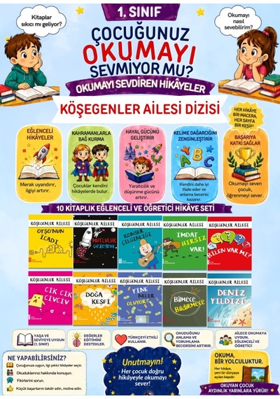 1.sınıflar İçin Renkli Ve Eğlenceli 10'lu Hikaye Seti