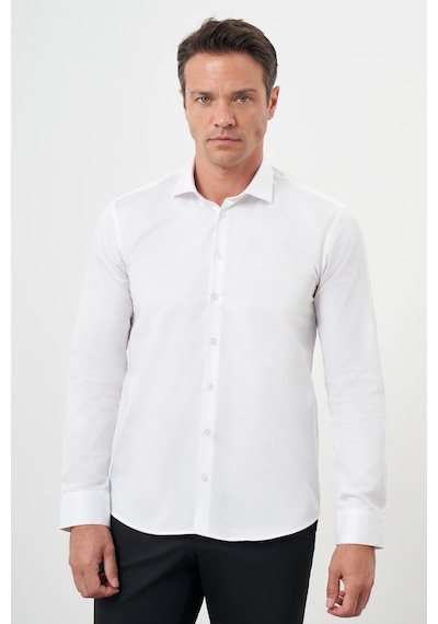 Morven Erkek Beyaz Pamuk Düz Desen İtalyan Yaka Slim Fit Gömlek 24mc004088600 Beyaz