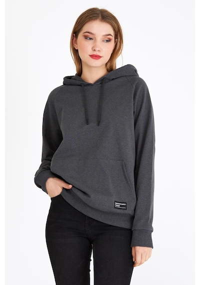 Comeor Kadın Antrasit Basic Kapüşonlu Regular Fit Rahat Sweatshirt 001