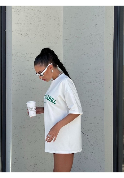 Beyaz Oversize Mood The Label T-shirt - Oversize Baskılı Beyaz