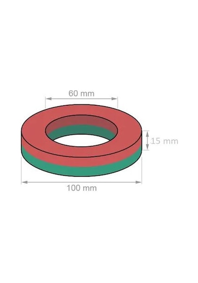 Mıknatıs Halka Büyük 5 Adet Y30 Güçlendirilmiş Ferrit 100X60X15Mm