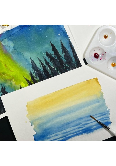 50 Yaprak Suluboya Kağıdı Beyaz Soğuk Pres 300gsm, 9x12