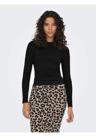 Only Onlval L/s O-neck Top Kadın Uzun Kollu T-shirt 15371305 Siyah