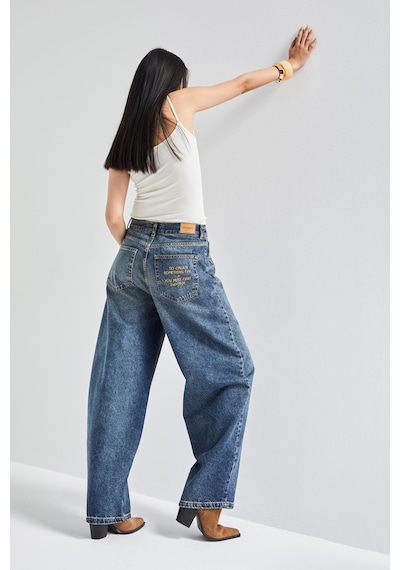 Itsbasic Kadın T.kot Rengi 35w5 Balon Baggy Fit İç Boy 83cm %100 Koton Denim Jean