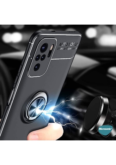 Microsonic Xiaomi Redmi Note 10S Kılıf Kickstand Ring Holder