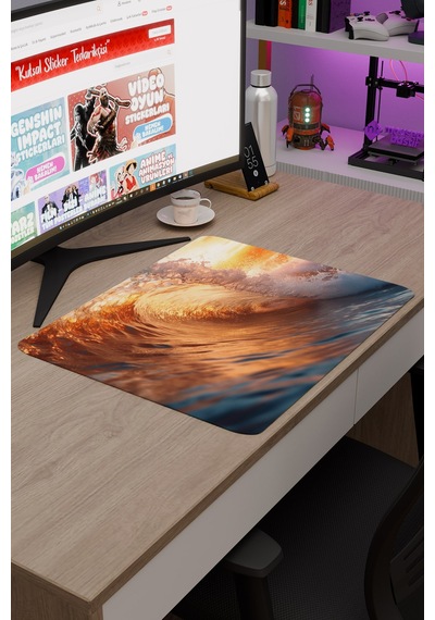 Dalgalar Kaymaz Dikişli Kauçuk Oyuncu Mousepad V1 - 48x40 Xl Gaming Mouse Pad Fare Altlığı