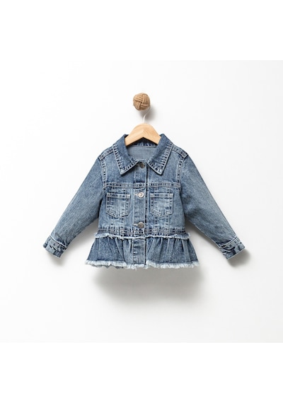 Overdo Kids Fırfır Nakışlı Kız Çocuk Kot/denim Ceket