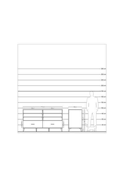 Kronos Konsol 6 Raflı 2 Çekmeceli 176x59x99 Çam-çam Çam-çam