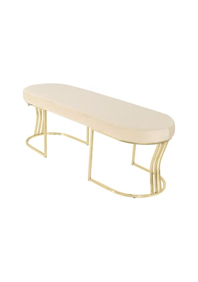 Viego Gold Smooth- Krem Kapitoneli Model Puf & Bench & Koltuk- Oturak-uzun Makyaj Puff-yatak Odası Ucu &önü