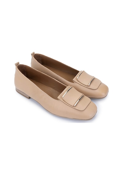 Tamer Tanca Kadın Hakiki Deri Bej Loafer Ayakkabı 1063 116-104 Bn Ayk Y25 Nude Dr Nude