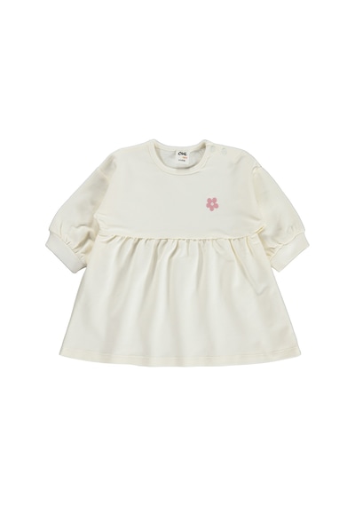 Civil Baby Çiçek Nakışlı Basic 6-18 Ay Elbise - Ekru
