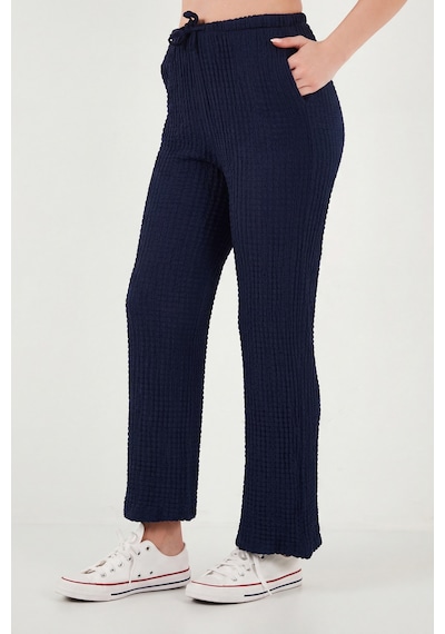 Lela Regular Fit V Yaka Yelek-pantolon Gofre Takım Bayan Takım 5866484 Lacivert