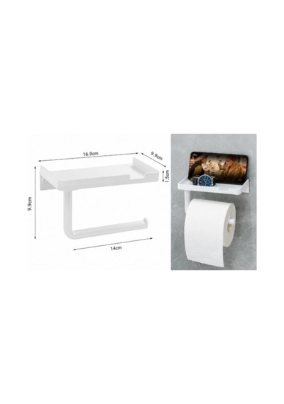 Tuvalet Kağıdı Askılığı - Raflı Ve Yapışkanlı - Matkapsız Banyo Aksesuarı Belirtilmemiş