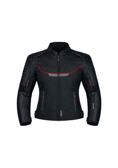 Prosev Falcon Ce3400 Motosiklet Montu Kadın 4 Mevsim Oxford 600-d Dayanıklı Deri Kumaş Motorcu Mont Women Black