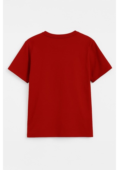 Markapia Woman Kadın Bisiklet Yaka %100 Pamuk Helikopter Baskılı Kısa Kollu T-shirt Kiremit Xl