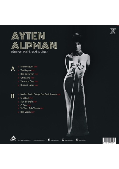 Ayten Alpman 12 Hit Şarkı Türk Pop Tarihi Eski 45'likler Lp Plak