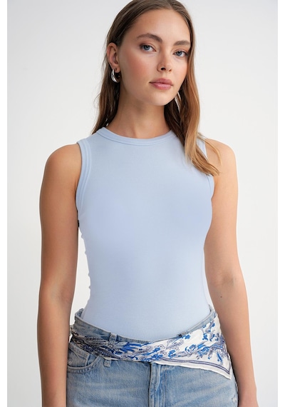 Mixray 2012 Kadın Slim Fit Basic Atlet Bebe Mavi