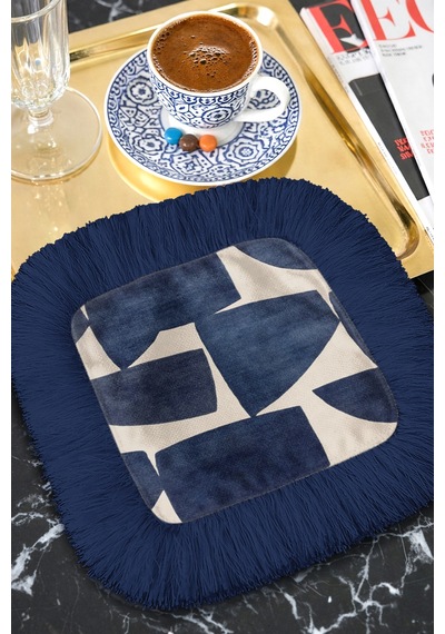 Geometrik Lüks Saçaklı Sunum Peçetesi - Soyut Modern Lacivert Krem Desenli Kahve Sunum Mendili Canlı Toprak Taş Geometrik Lüks Saçaklı Sunum Peçetesi - Soyut Modern Lacivert Krem Desenli Kahve Sunum Mendili Canlı Toprak Taş