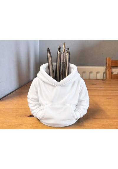 3d Baskı Kapüşonlu Sweatshirt Kalemlik - Masaüstü Organizer-beyaz Diğer