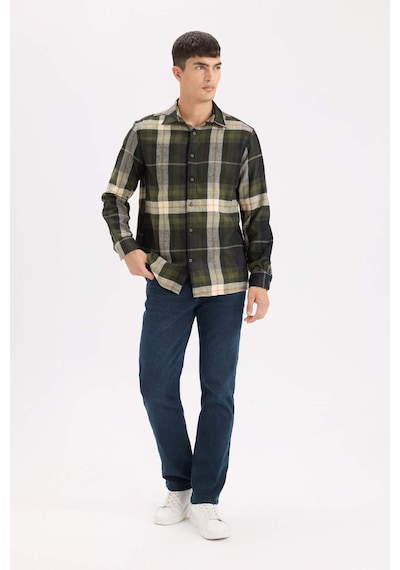 DeFacto Regular Fit Polo Yaka Kareli Flanel Uzun Kollu Gömlek D5835AX24AUNV64 DeFacto Regular Fit Polo Yaka Kareli Flanel Uzun Kollu Gömlek D5835AX24AUNV64