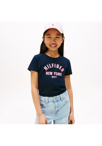 Tommy Hilfiger Glitter Curve Nyc Logo Çocuk Lacivert T-shirt Kg0kg08813 Lacivert