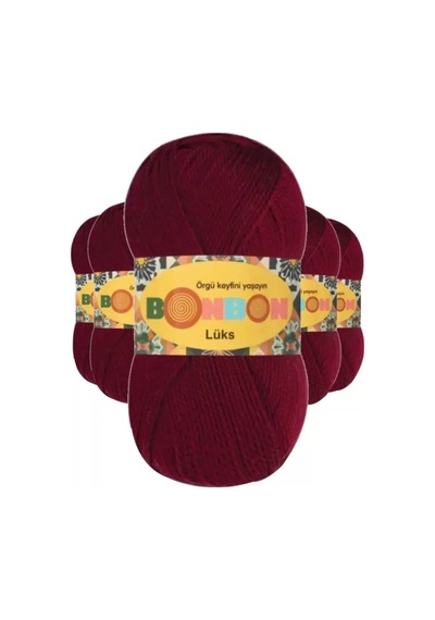 Tedar 5 Adet Lüks Patik İpi Yünü Bordo 98220 - Bonbon Mudanis Najmaddin (No:1) 8.5Cm X 10.5 Cm