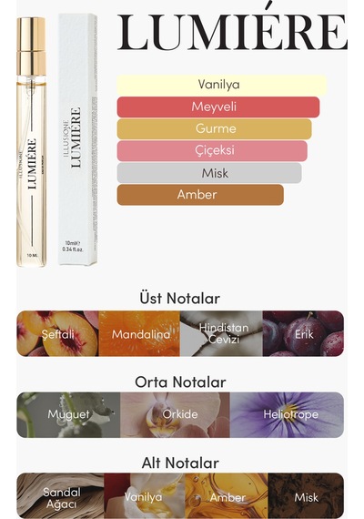 Lumiére Edp Kadın Seyahat Boy Parfüm 10ml Şekerli-vanilya-gurme Narenciye, Müge, Orkide, Misk Meyveli