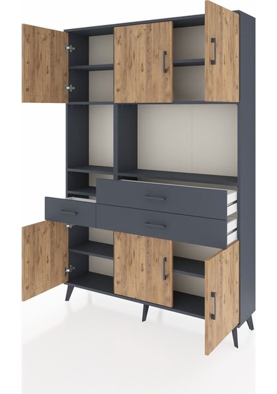 Arges Dolap 9 Raflı 3 Çekmeceli 6 Kapaklı 132x30x195 Antrasit-çam/antrasit Atlas Çam/antrasıt Arges Dolap 9 Raflı 3 Çekmeceli 6 Kapaklı 132x30x195 Antrasit-çam/antrasit Atlas Çam/antrasıt