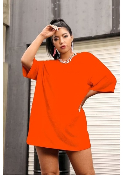 Benroma Düz Oversize Unisex Tişört Ycb2 Turuncu