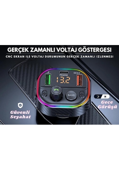 Cosmostech Car T86M Araç Fm Transmitter 5.0 Bluetooth Araç Kiti Hızlı 20 W Şarj Qc3.0 Çift USB Mp3 Sd Kart Çakmaklık Girişli Oto Müzik Çalar Cosmostech Car T86M Araç Fm Transmitter 5.0 Bluetooth Araç Kiti Hızlı 20 W Şarj Qc3.0 Çift USB Mp3 Sd Kart Çakmaklık Girişli Oto Müzik Çalar