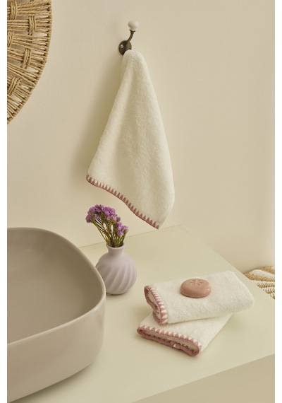 Kaşmir Home Pure 3'lü Midye Dikişli El Havlusu Rose 30x50 Cm Rose Diğer