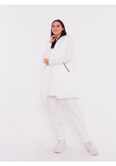 Bwest Minimal Kapitoneli Yelekli Spor Üçlü Takım - 70060 - Krem-27 Krem