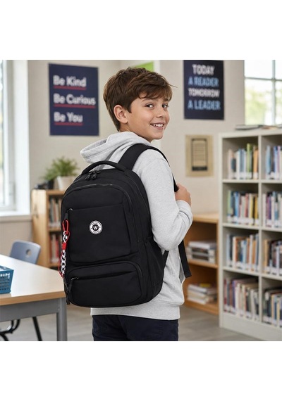 Unisex Çok Bölmeli Sırt Çantası Okul, Seyahat Ve Outdoor Kullanım Siyah