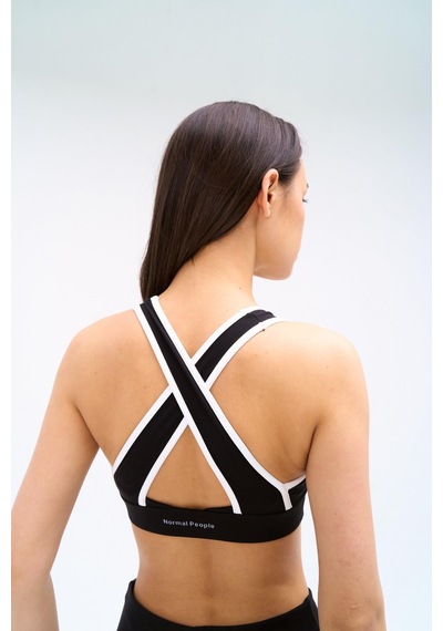 Normal People Aısa - Spor Bra / Şeftali Dokulu Peach Skin Kumaş Siyah