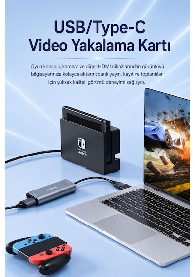 4k 60hz Hdmı Loop Out Görüntü Ses Yakalama Kartı Dual Usb Type-c 2'si 1 Arada Video Capture Card Switch Ps5 Canlı Yayın Oyun Kayıt Alüminyum Alaşım Z825