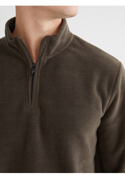 Lcwaıkıkı Classic Yeşil Dik Yaka Polar Erkek Sweatshirt