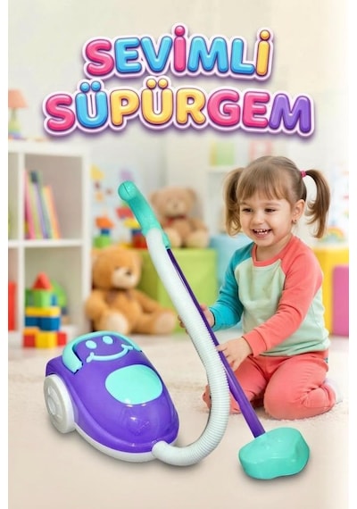 Sevimli Süpürgem İle Temizlik Başlasın Çocuklar İçin Eğlenceli Ve Güvenli Temizlik Seti Mor-mavi
