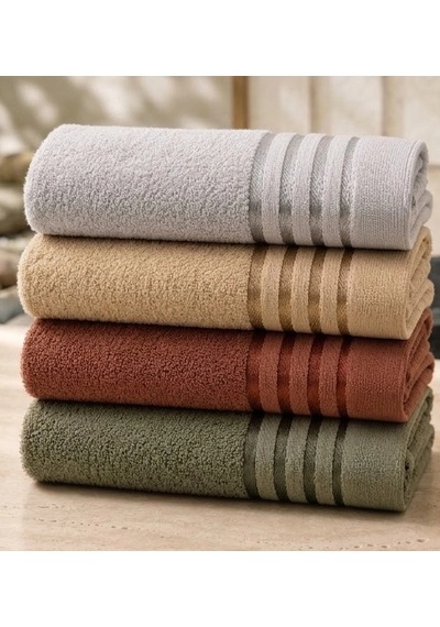 4 Lü Yumuşak Dokulu & Hızlı Kuruyan Çok Amaçlı Aile El Ve Yüz Havlusu Seti 50x85 Cm Çok Renkli
