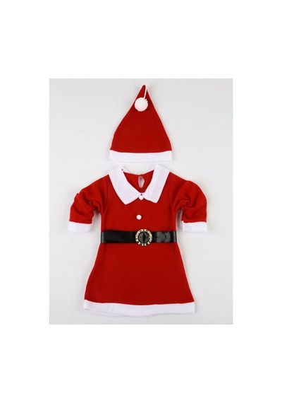 Pembecin Kız Çocuk Noel Elbise Noel Baba Kıyafeti Kostümü Yılbaşı 1-9 Yaş Kırmızı