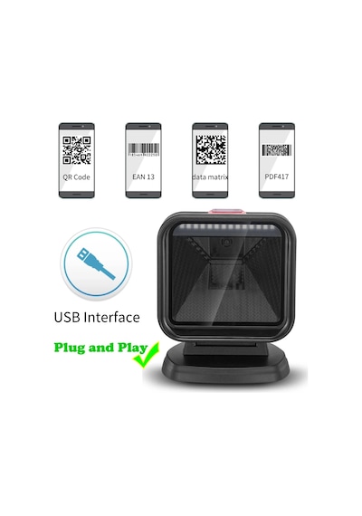 2d Çok Yönlü Barkod Tarayıcı Qr Kod Masaüstü Barkod Okuyucu Süpermarket İçin Ev-x9003