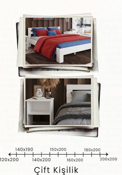 Letto Çift Kişilik Mdf Karyola Ve 2 Komodinli Set