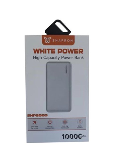 Snapmax Snp-3009 Beyaz 10.000 Mah Powerbank 2x Usb Çıkışlı 1 Type-c Ve 1 Micro Girişli Kdo