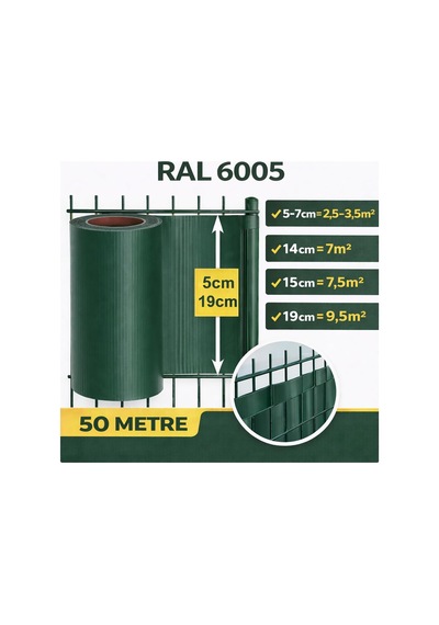 Pankor Panel Çit Pvc Koruma Bantları 50 Metre 19cm, Yeşil