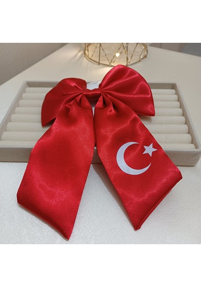 Ayyıldız Detaylı Fiyonk Toka Kırmıızı